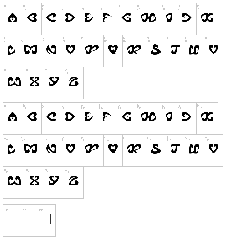Eternal Love font map